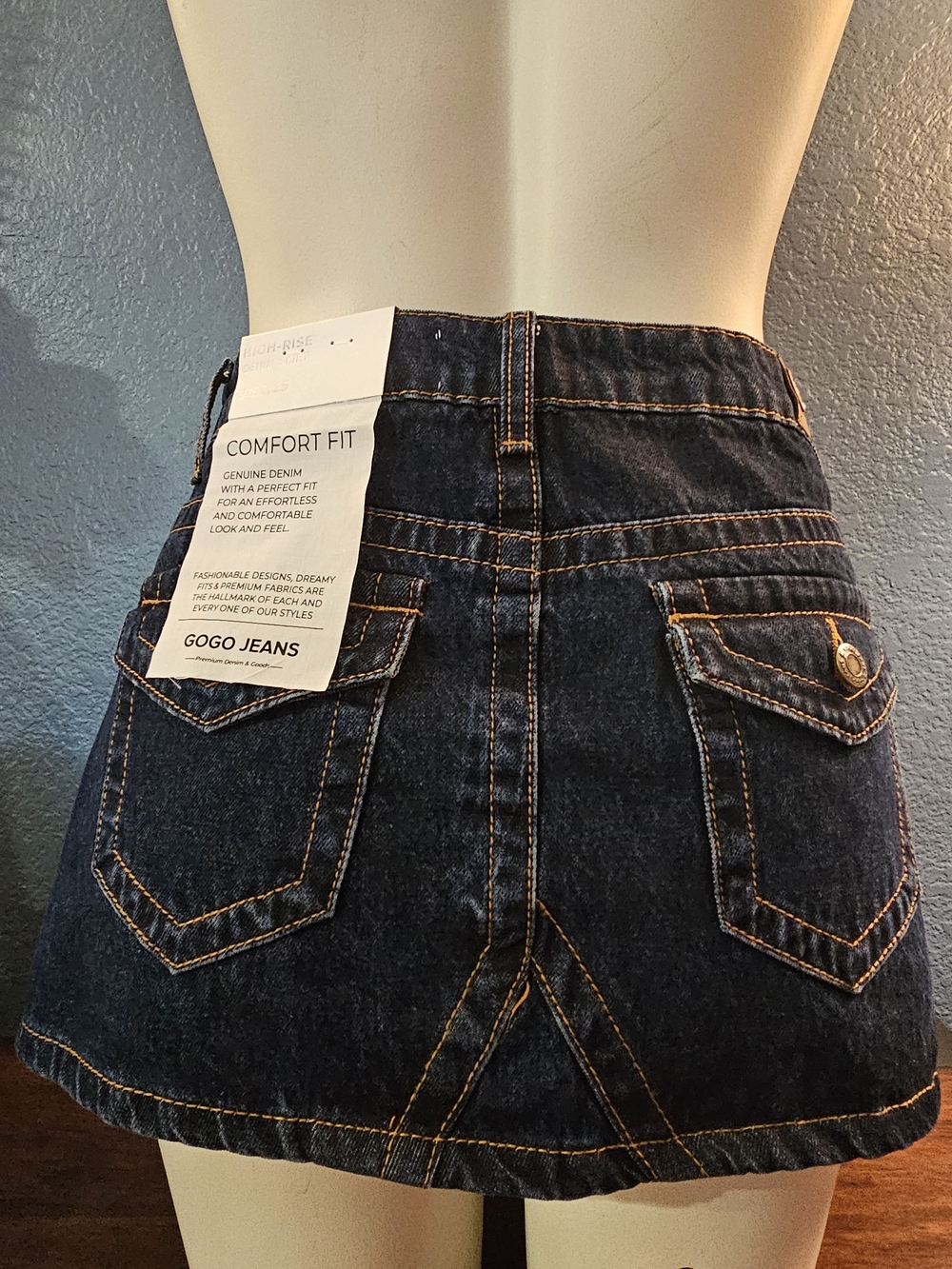 Women's Dark Blue Denim Mini Skirt - Picture 6 of 10
